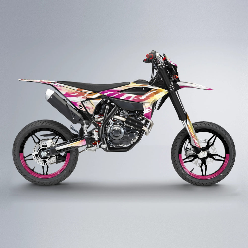 EKKE V2 Beta supermoto graphics kit in Pink & Yellow