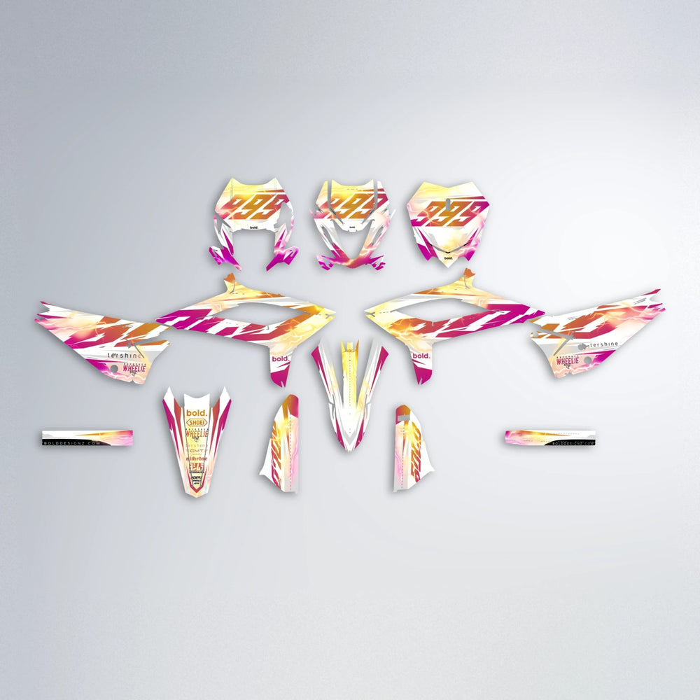 EKKE V2 Beta graphics kit parts layout in Pink & Yellow