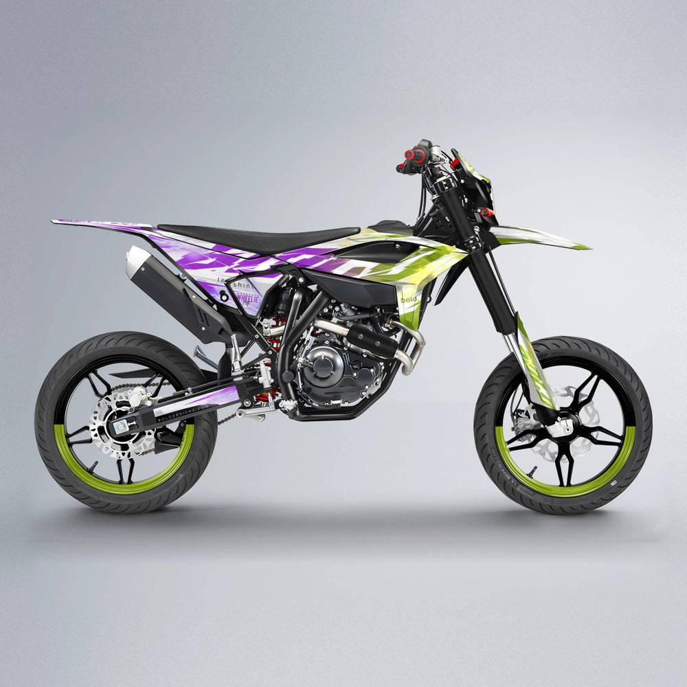 EKKE V2 Beta supermoto graphics kit in Purple & Yellow