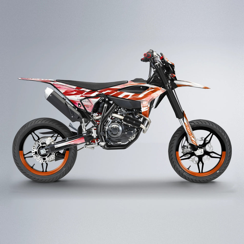 EKKE V2 Beta supermoto graphics kit in Red & Orange