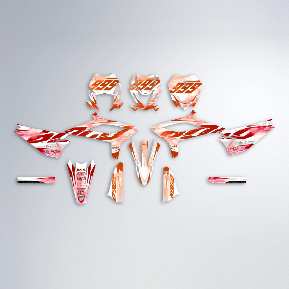 EKKE V2 Beta graphics kit parts layout in Red & Orange