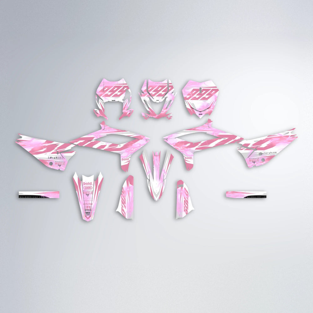 EKKE V2 Beta graphics kit parts layout in Sakura Pink