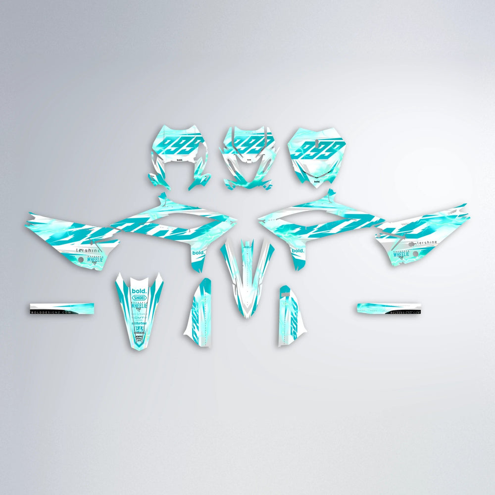 EKKE V2 Beta graphics kit parts layout in Teal