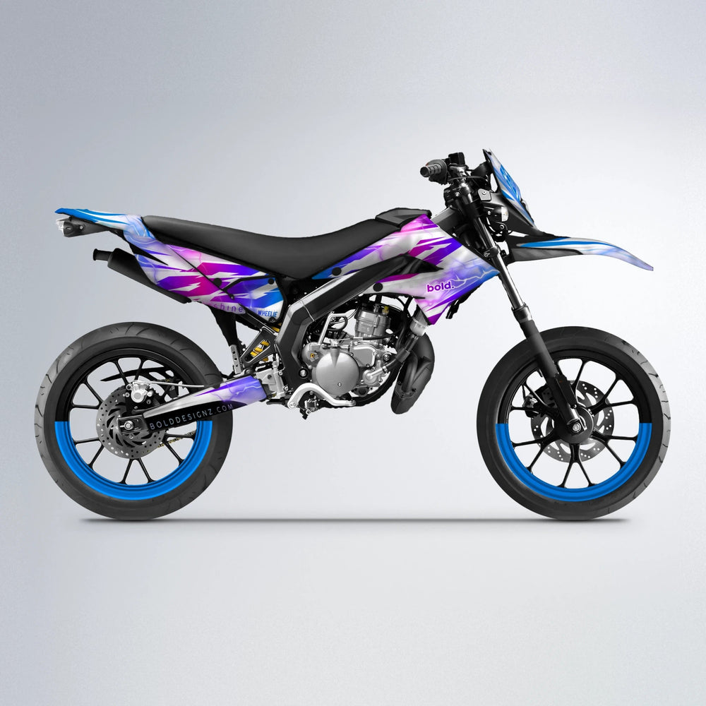 EKKE V2 Derbi Senda supermoto graphics kit in Blue Purple Fade