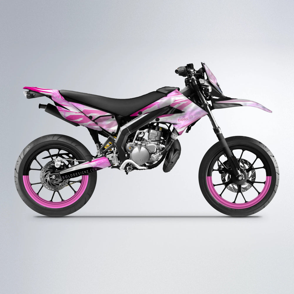 EKKE V2 Derbi Senda supermoto graphics kit in Flamingo