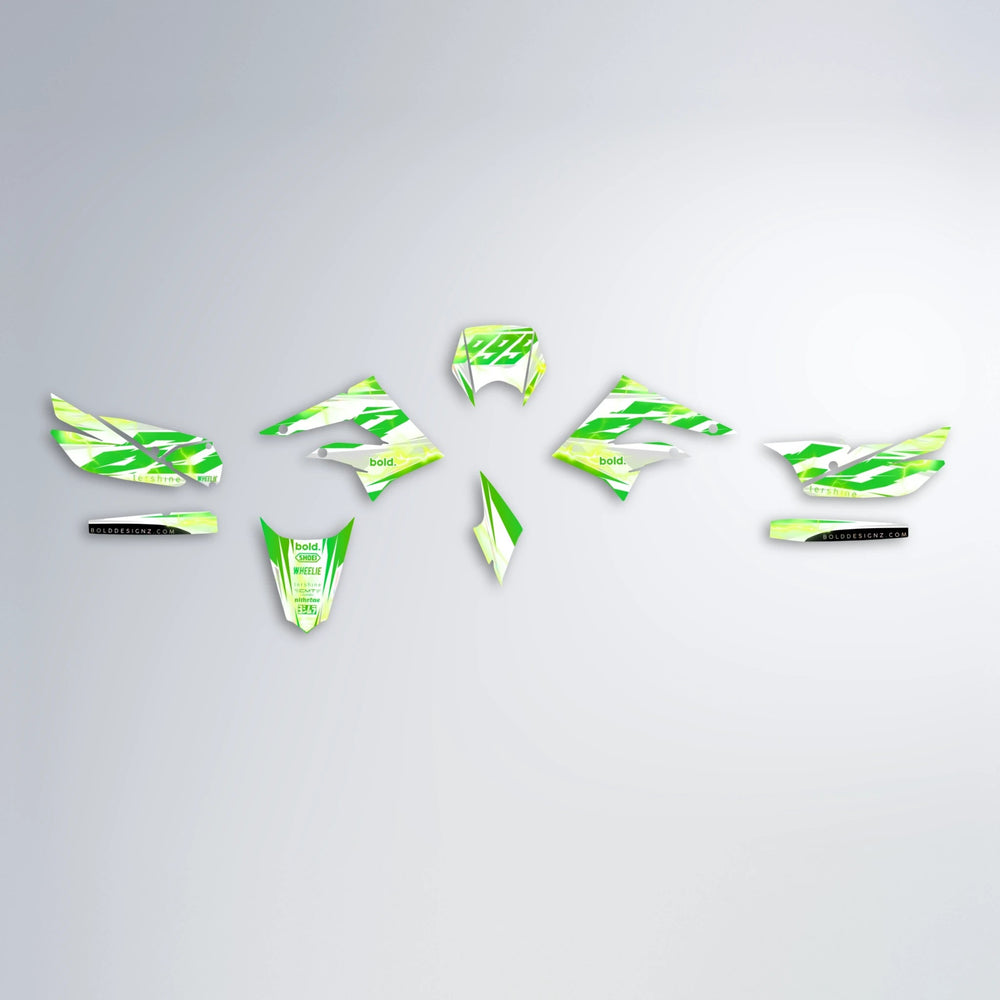 EKKE V2 Derbi Senda graphics kit parts layout in Green