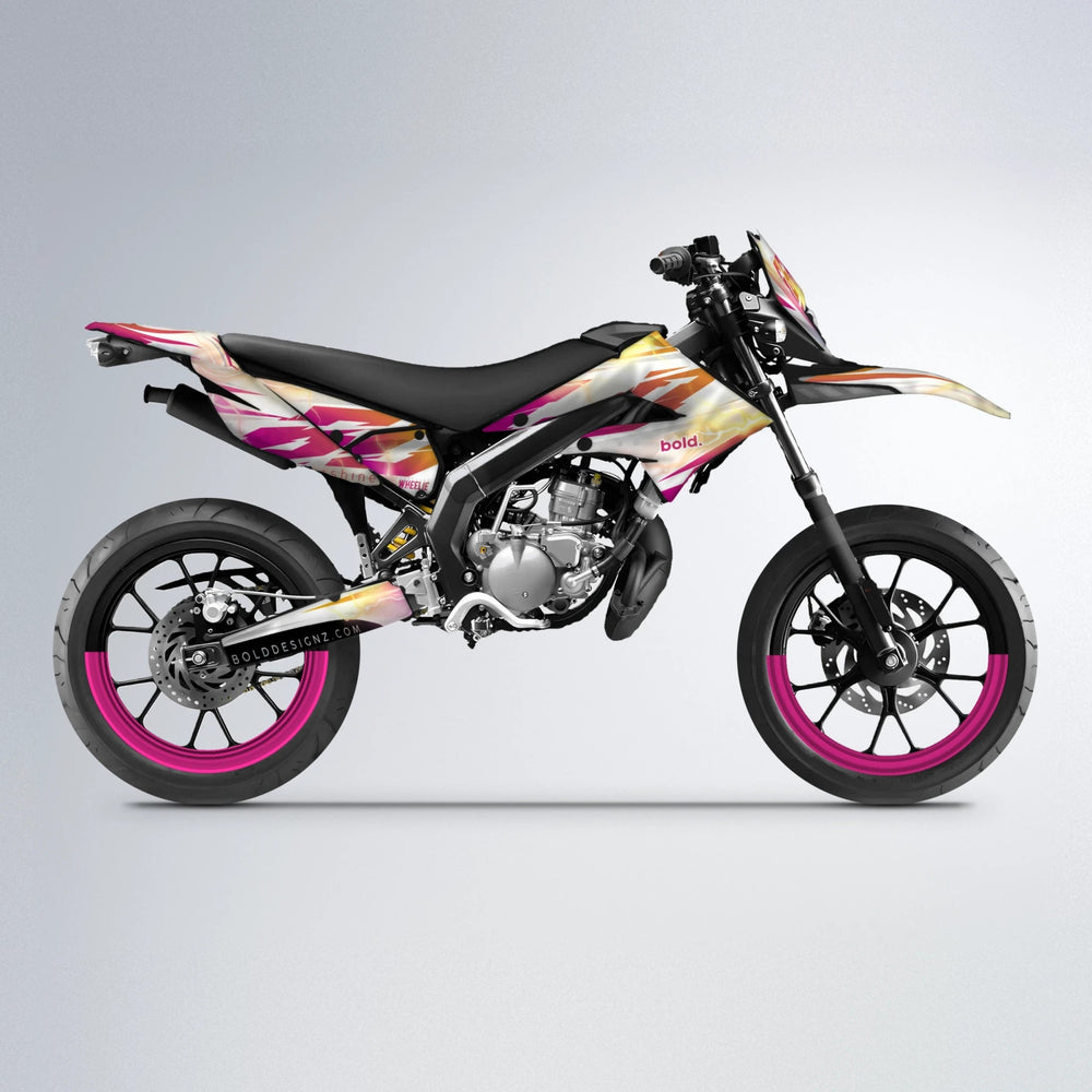EKKE V2 Derbi Senda supermoto graphics kit in Pink & Yellow
