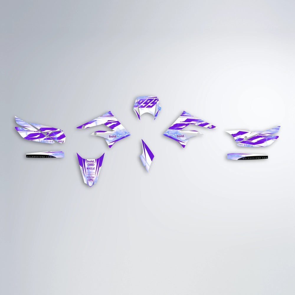 EKKE V2 Derbi Senda graphics kit parts layout in Purple