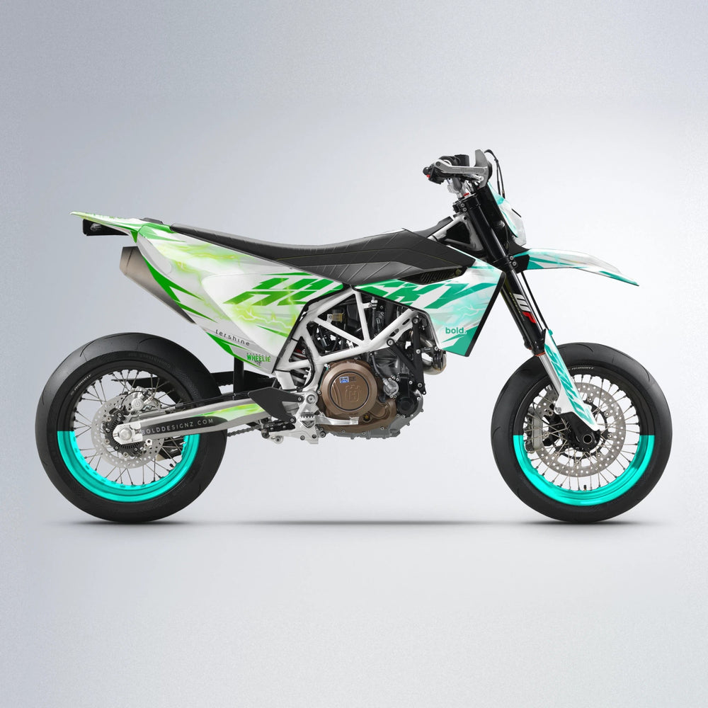 EKKE V2 Husqvarna 701 supermoto graphics kit in Cyan & Green