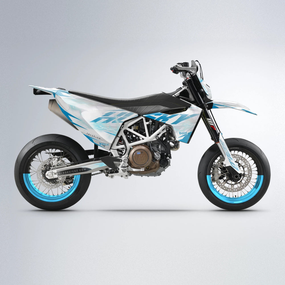 EKKE V2 Husqvarna 701 supermoto graphics kit in Light Blue & White