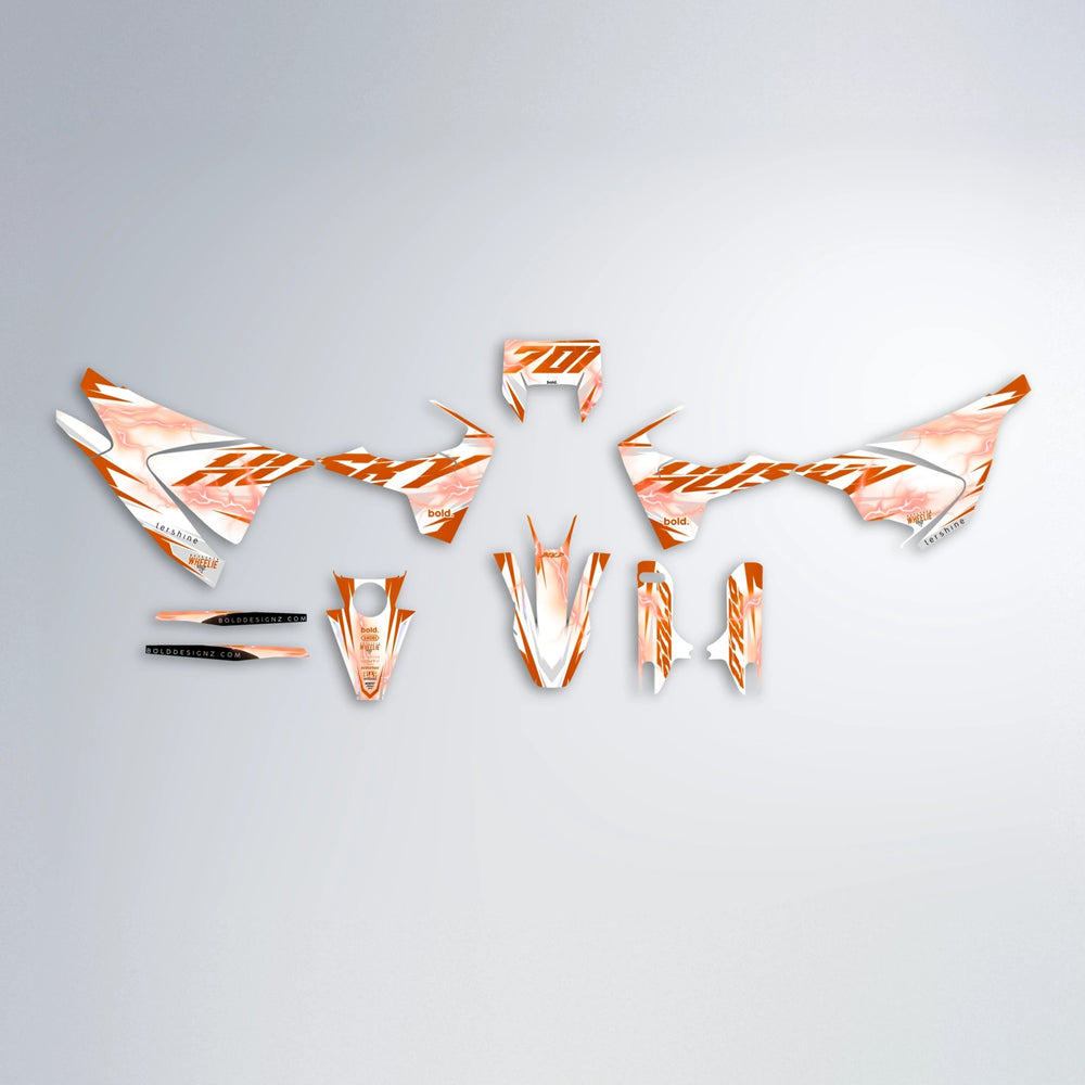 EKKE V2 Husqvarna 701 graphics kit parts layout in Orange