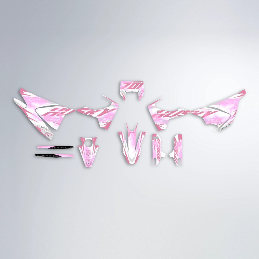 EKKE V2 Husqvarna 701 graphics kit parts layout in Sakura Pink