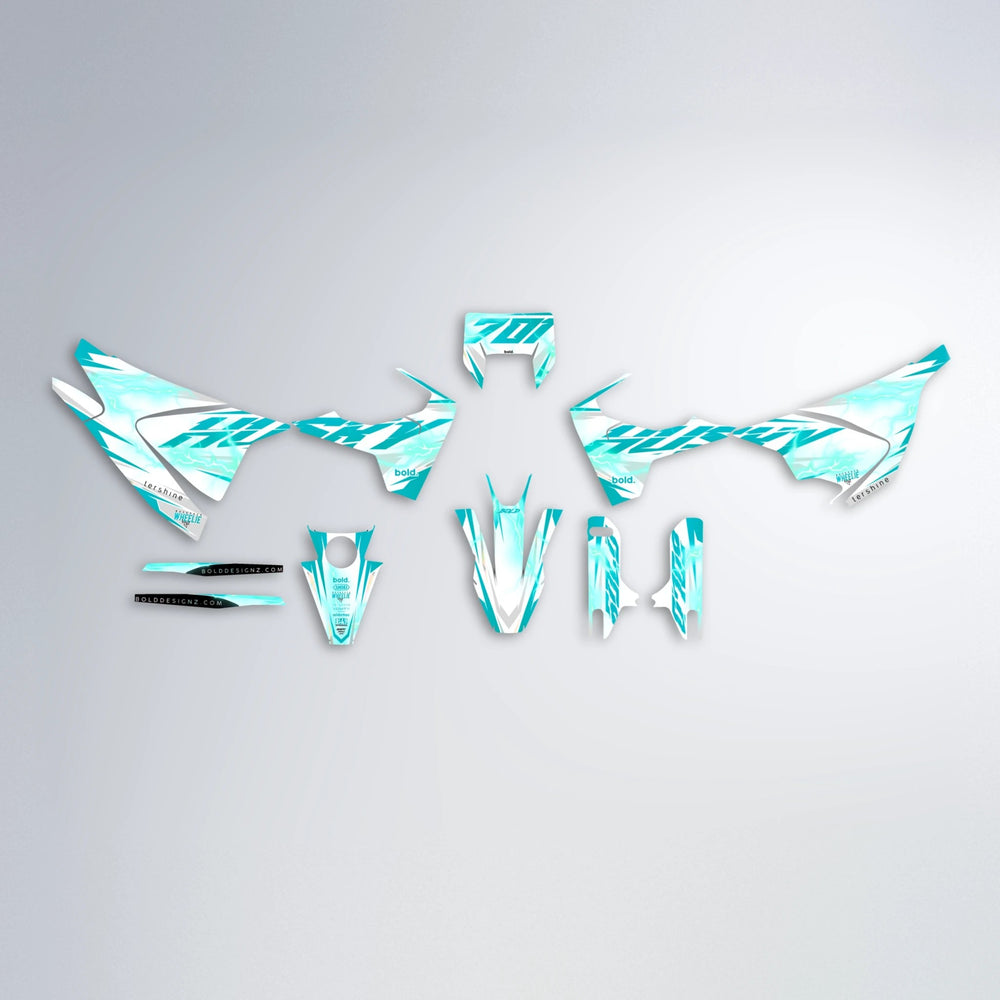 EKKE V2 Husqvarna 701 graphics kit parts layout in Teal