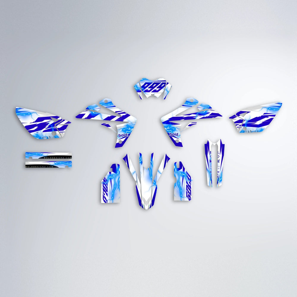 EKKE V2 Rieju MRT graphics kit parts layout in Blue