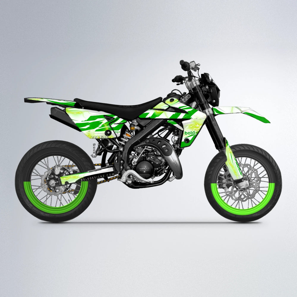 EKKE V2 Rieju MRT supermoto graphics kit in Green