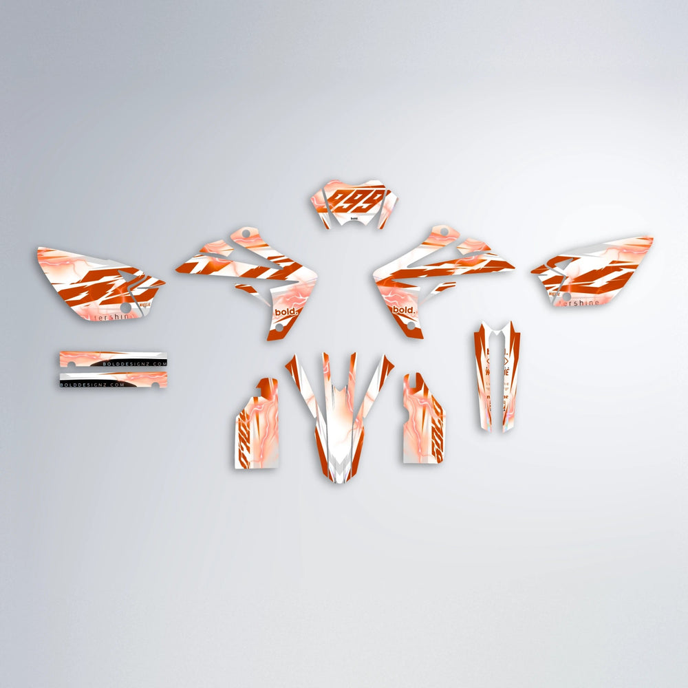 EKKE V2 Rieju MRT graphics kit parts layout in Orange