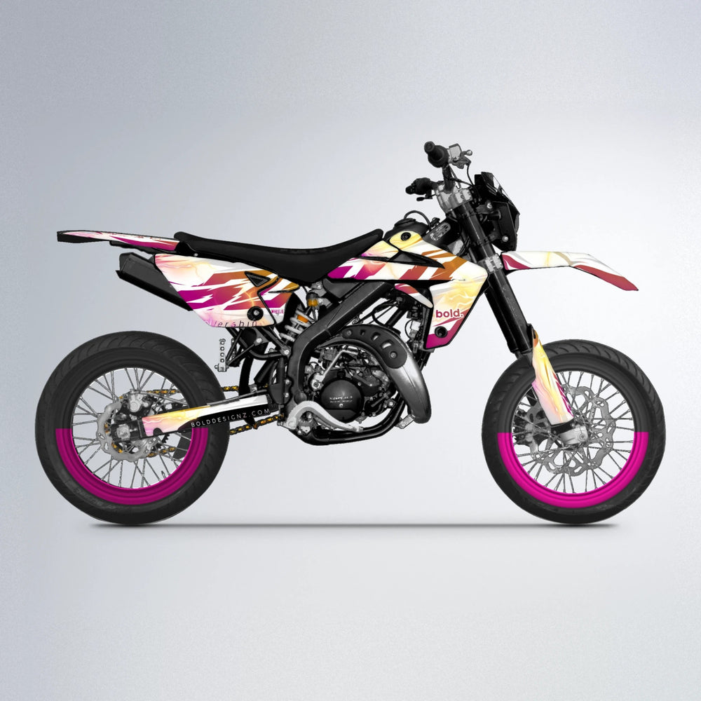 EKKE V2 Rieju MRT supermoto graphics kit in Pink & Yellow