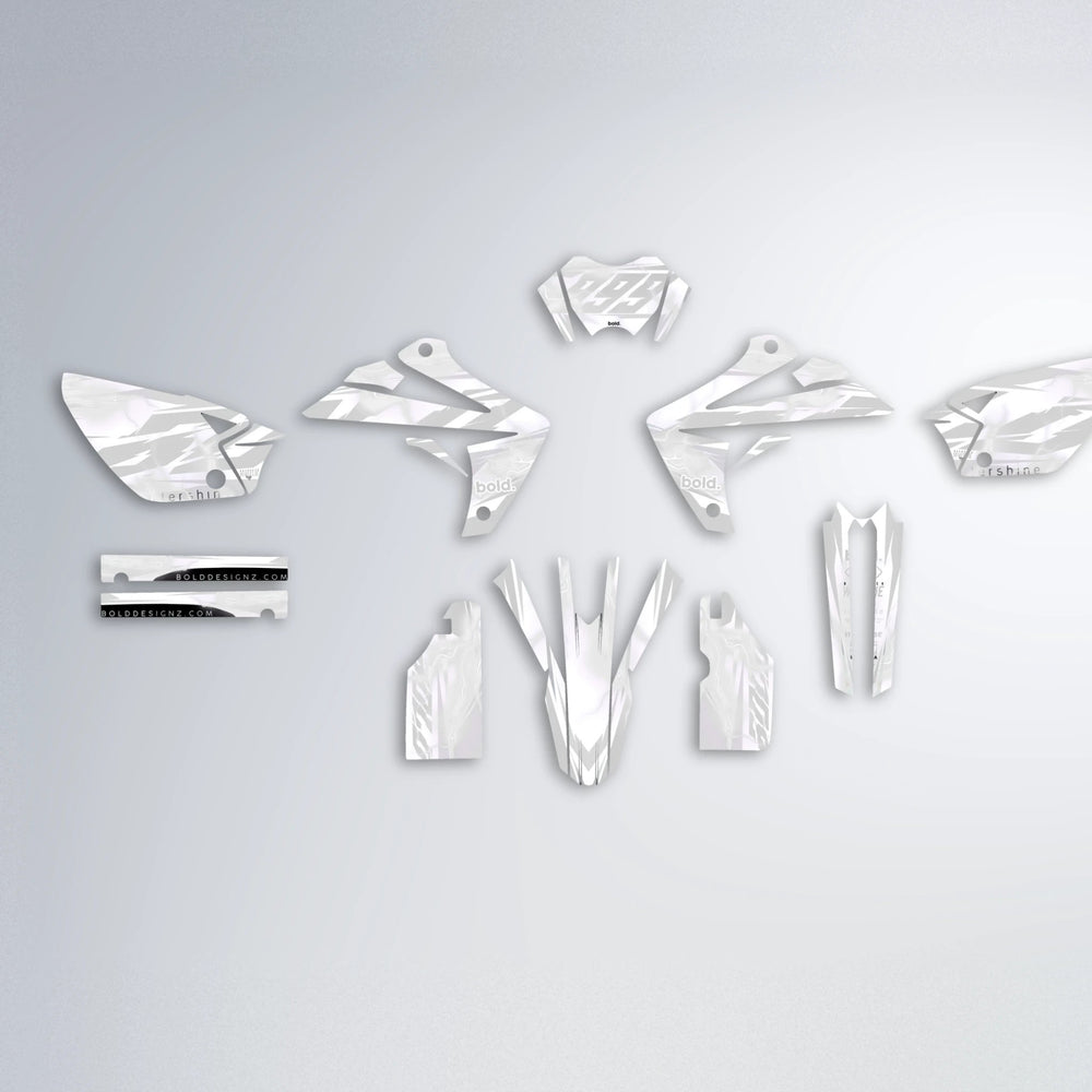 EKKE V2 Rieju MRT graphics kit parts layout in White