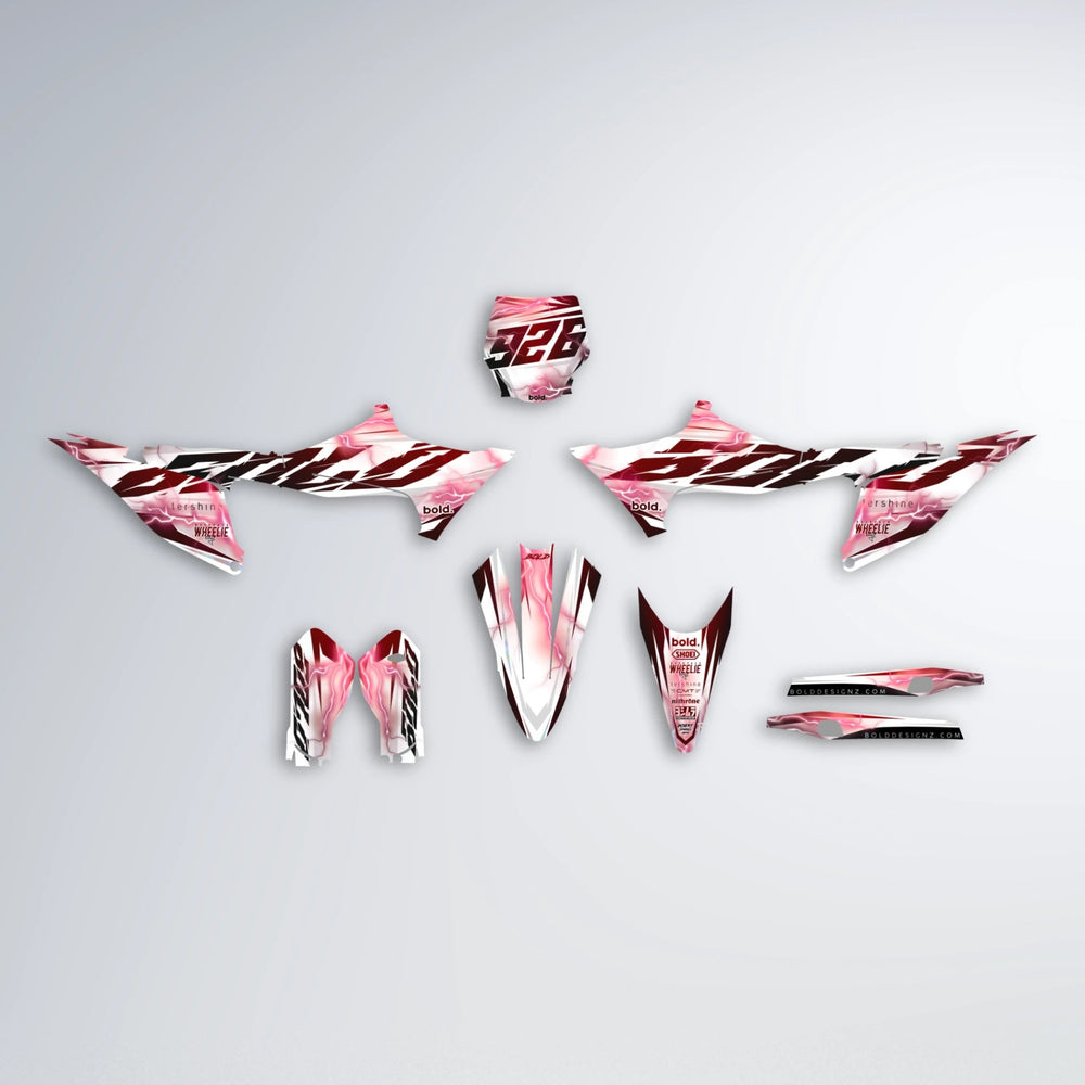EKKE V2 Stark Varg MX graphics kit parts layout in Black & Red