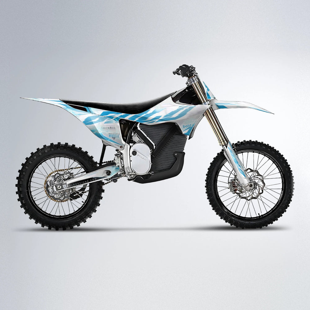 EKKE V2 Stark Varg MX motocross graphics kit in Light Blue & White