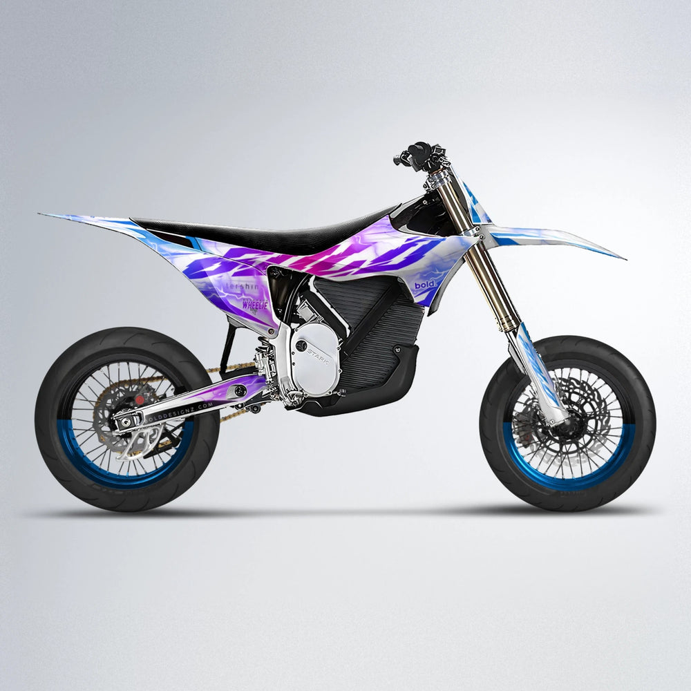 EKKE V2 Stark Varg SM supermoto graphics kit in Blue Purple Fade