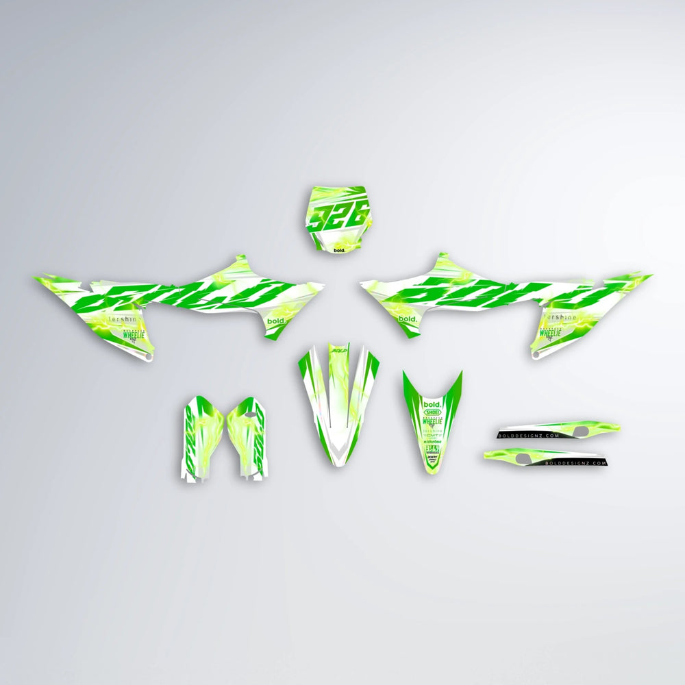 EKKE V2 Stark Varg SM graphics kit parts layout in Green