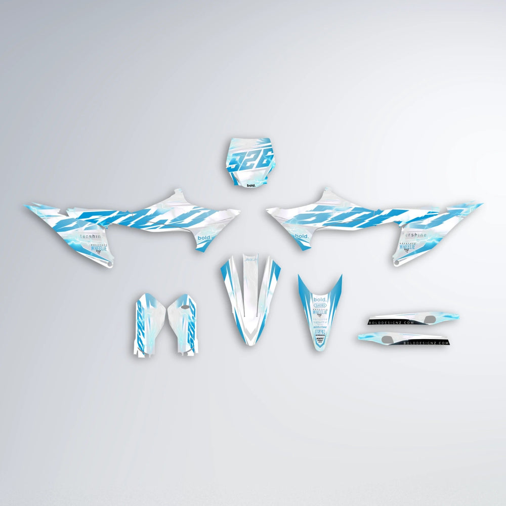 EKKE V2 Stark Varg SM graphics kit parts layout in Light Blue & White