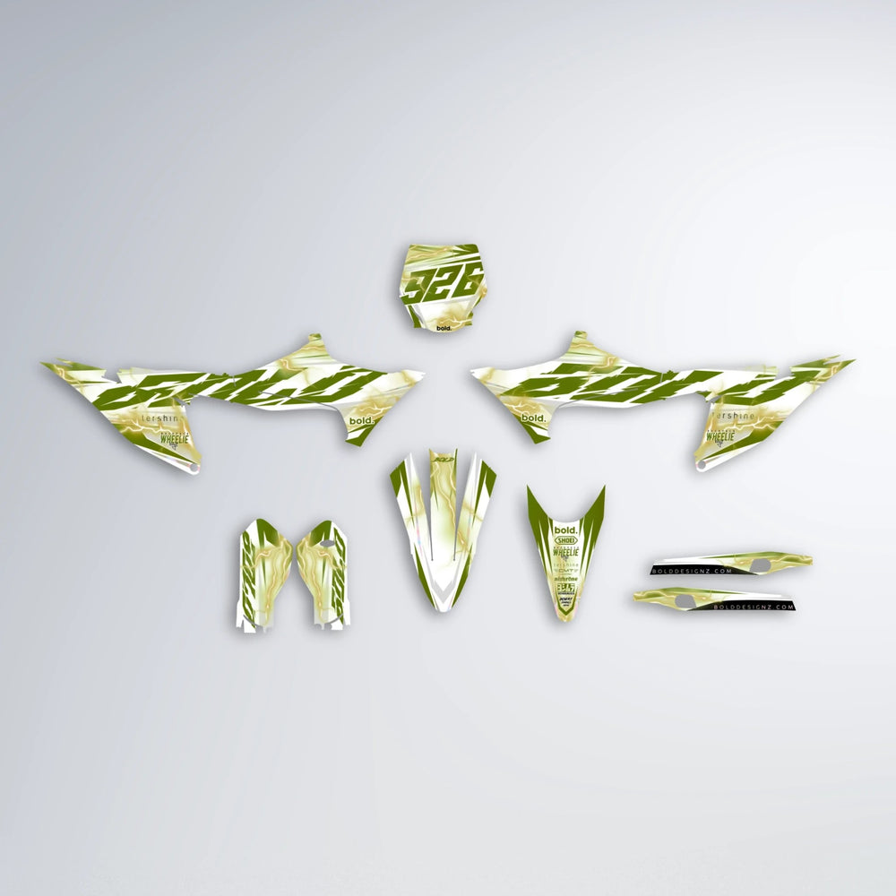 EKKE V2 Stark Varg SM graphics kit parts layout in Olive