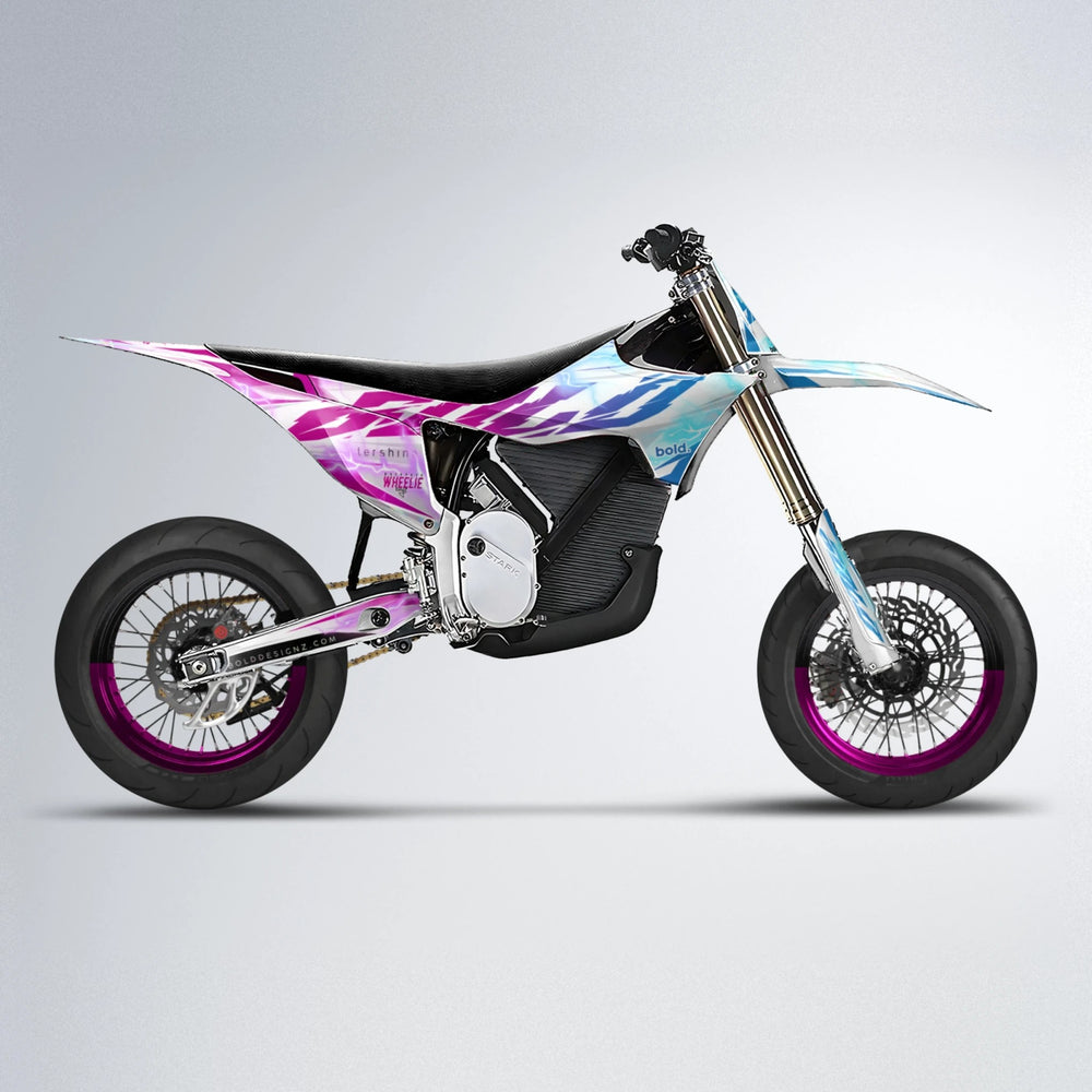 EKKE V2 Stark Varg SM supermoto graphics kit in Pink & Light Blue