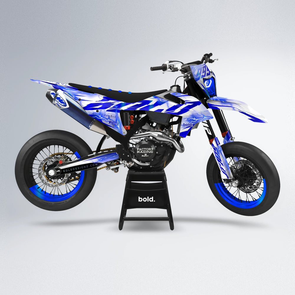 EKKE V2 supermoto graphics kit in Blue Chrome