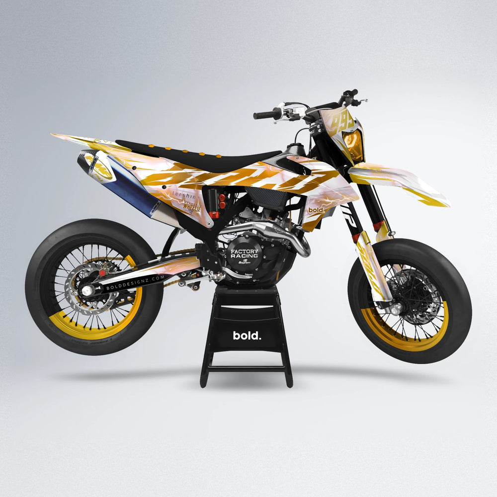EKKE V2 supermoto graphics kit in Gold Chrome