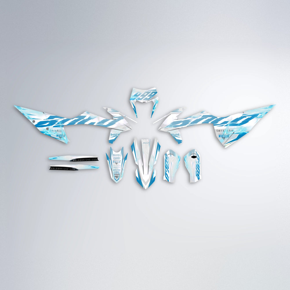 EKKE V2 graphics kit parts layout in Light Blue & White