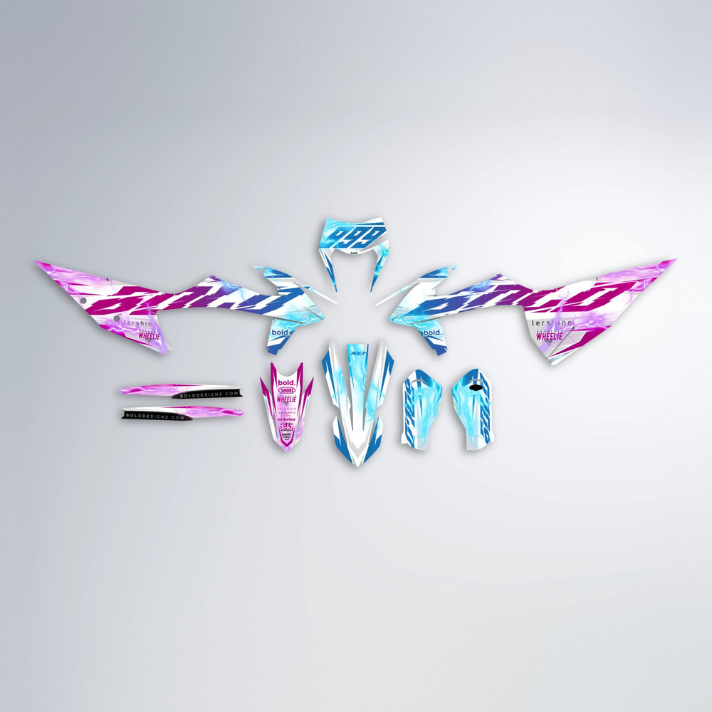 EKKE V2 graphics kit parts layout in Pink & Light Blue