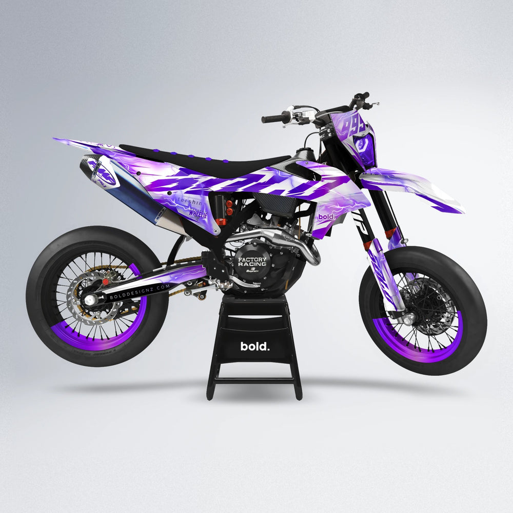 EKKE V2 supermoto graphics kit in Purple Chrome