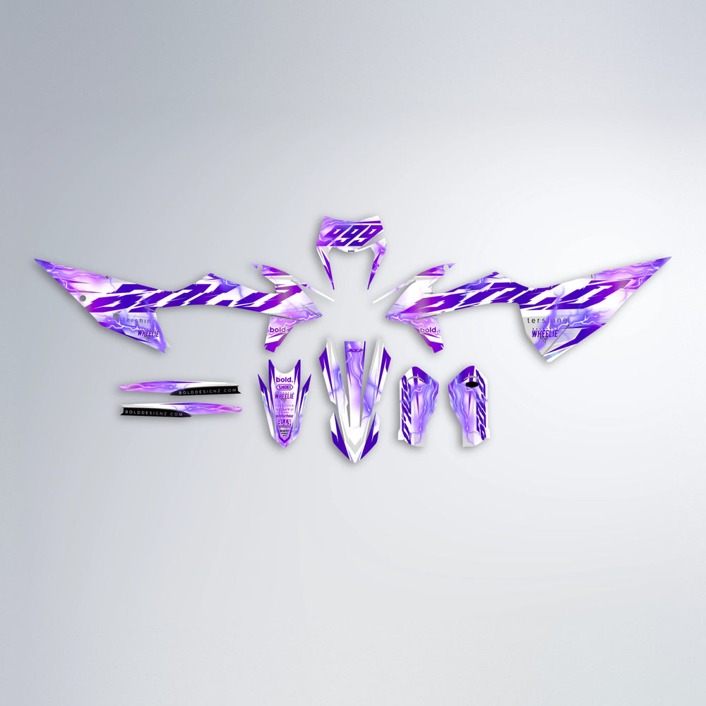 EKKE V2 graphics kit parts layout in Purple Chrome