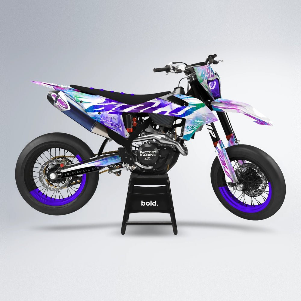 EKKE V2 supermoto graphics kit in Purple Holo