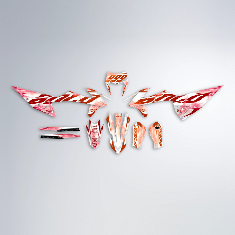 EKKE V2 graphics kit parts layout in Red & Orange