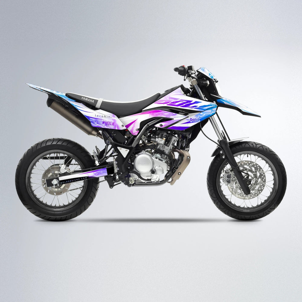 EKKE V2 Yamaha WR 125X supermoto graphics kit in Blue Purple Fade