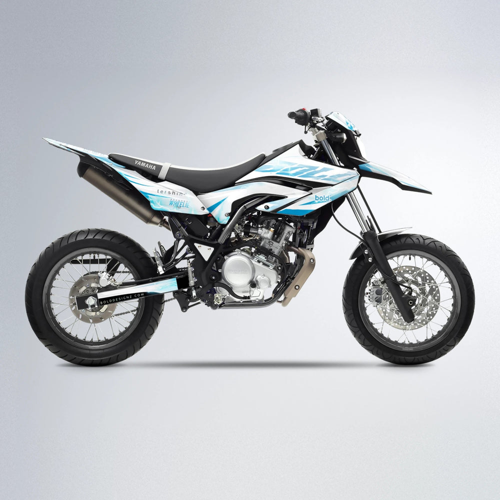 EKKE V2 Yamaha WR 125X supermoto graphics kit in Light Blue & White