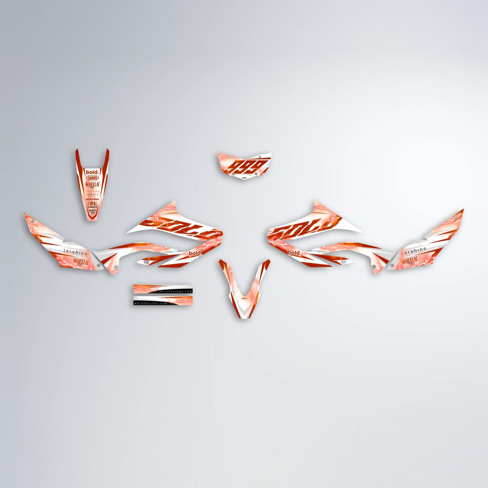 EKKE V2 Yamaha WR 125X graphics kit parts layout in Orange