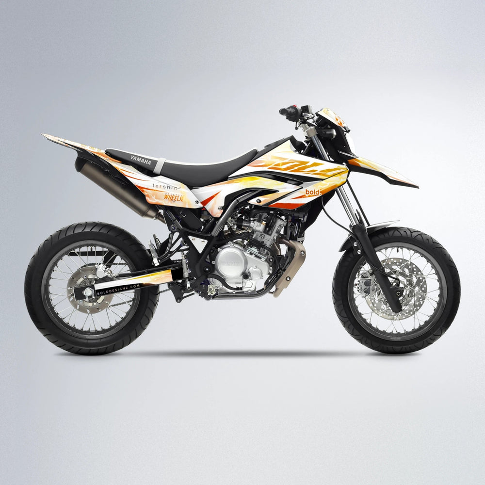 EKKE V2 Yamaha WR 125X supermoto graphics kit in Orange & Yellow