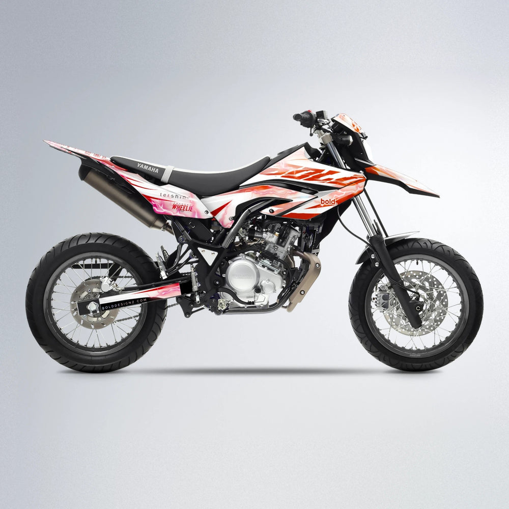EKKE V2 Yamaha WR 125X supermoto graphics kit in Red & Orange