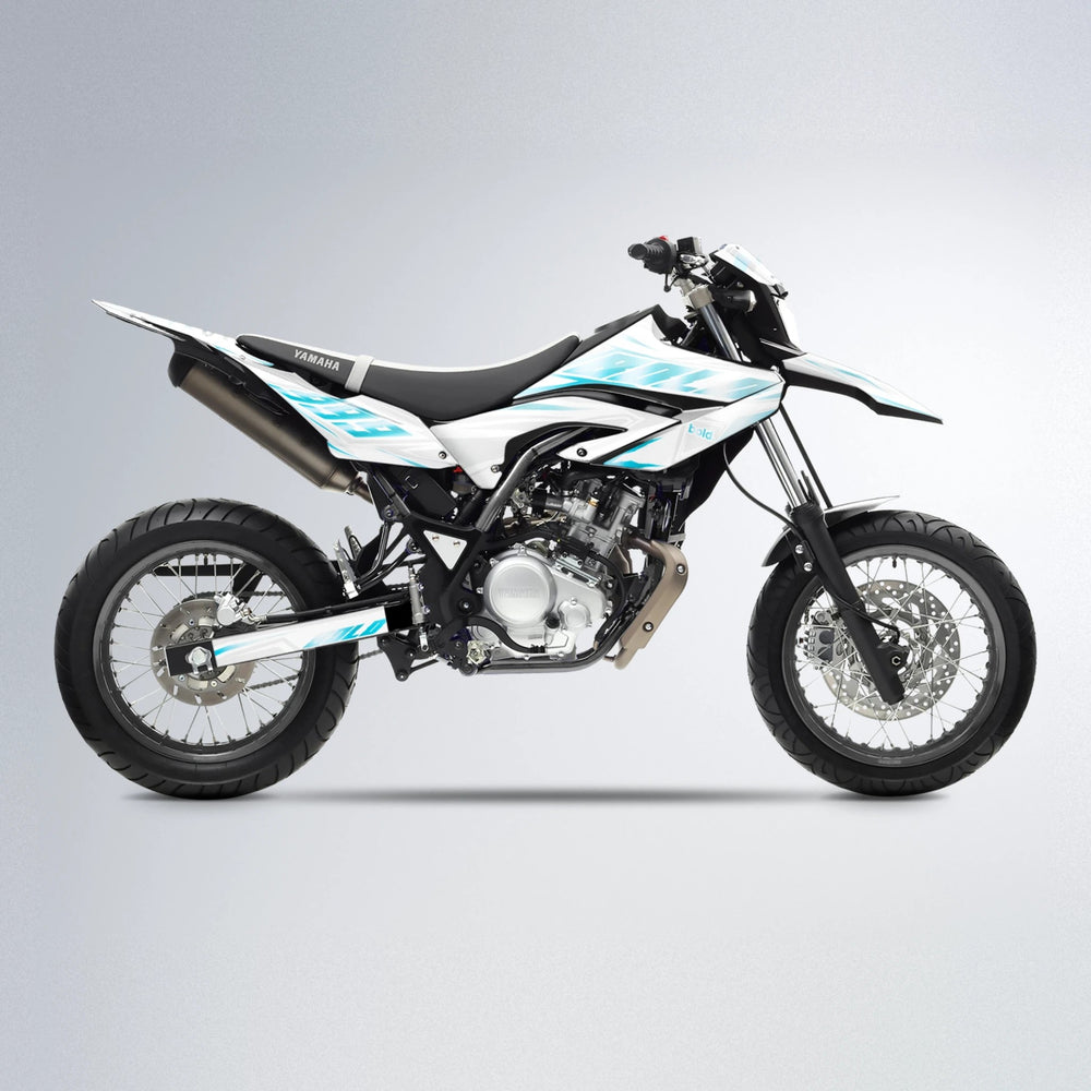 EKKE Yamaha WR 125X supermoto graphics kit in Light Blue & White
