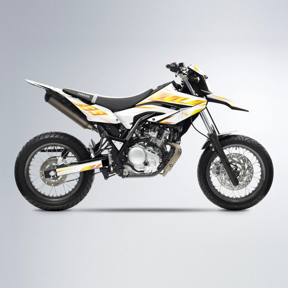 EKKE Yamaha WR 125X supermoto graphics kit in Orange & Yellow