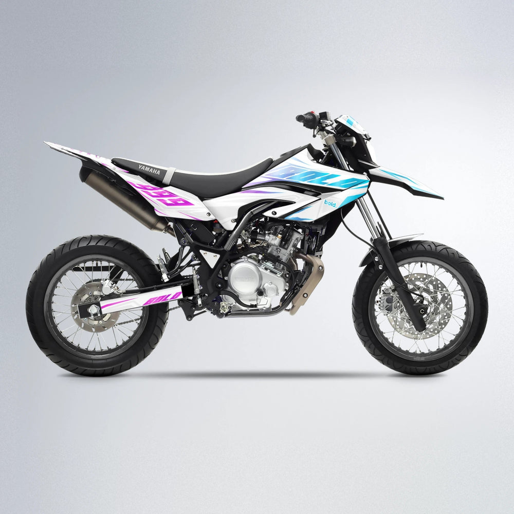 EKKE Yamaha WR 125X supermoto graphics kit in Pink & Light Blue