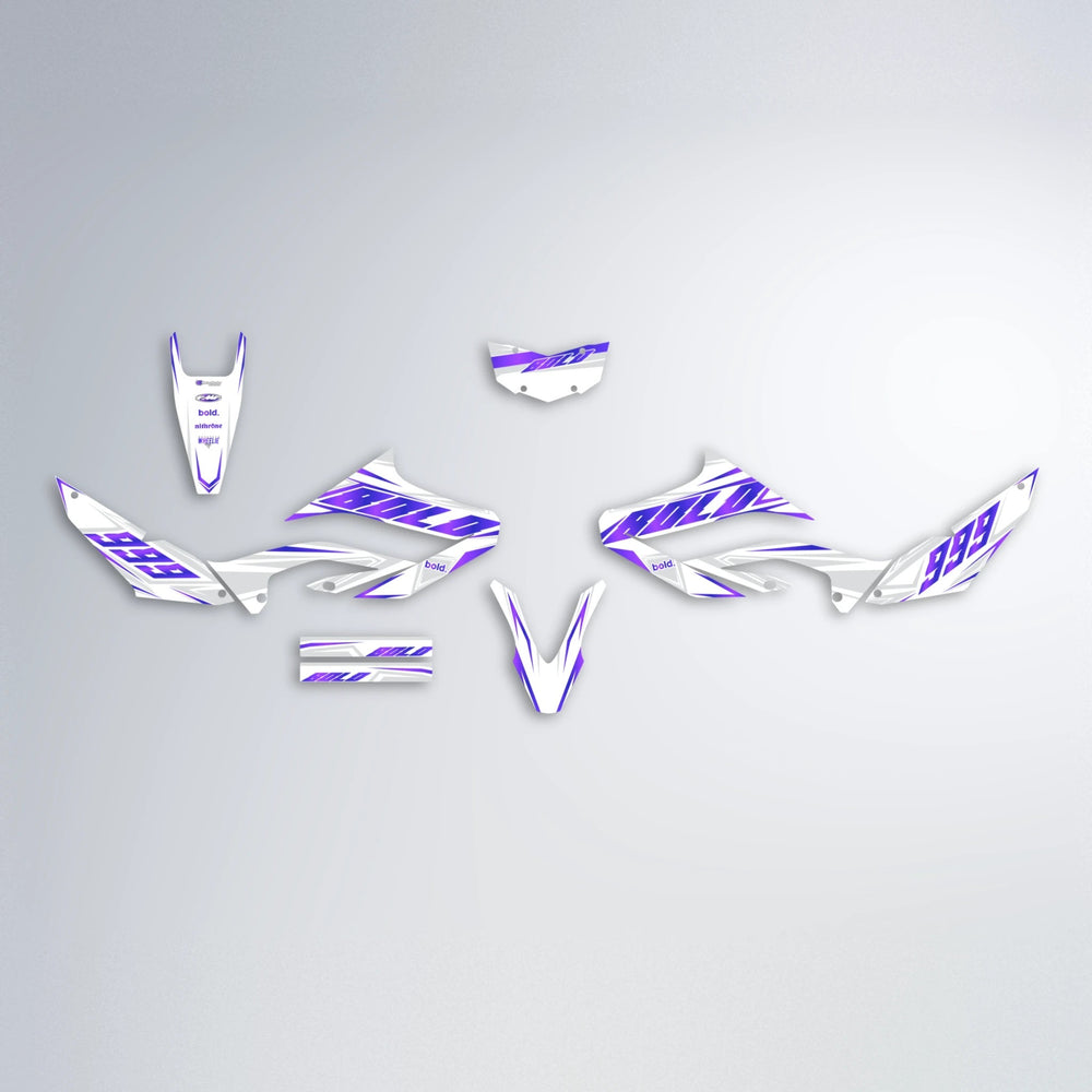 EKKE Yamaha WR 125X graphics kit parts layout in Purple