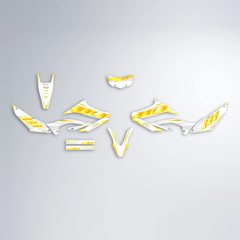 EKKE Yamaha WR 125X graphics kit parts layout in Yellow