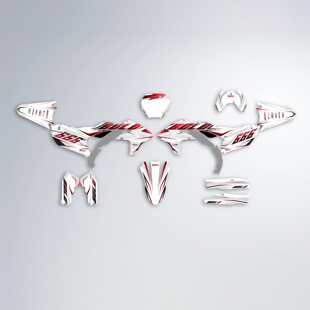 EKKE Yamaha YZF MX graphics kit parts layout in Black & Red