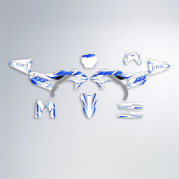 EKKE Yamaha YZF MX graphics kit parts layout in Blue