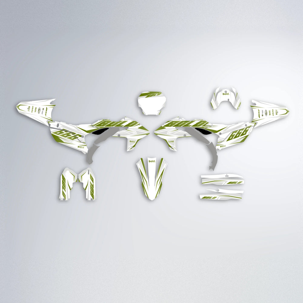 EKKE Yamaha YZF MX graphics kit parts layout in Olive
